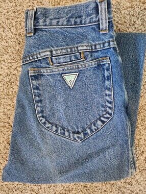 ❓️DEADSTOCK Vintage 90s Guess Jeans High Rise Tapered Round Pocket USA 30x32
